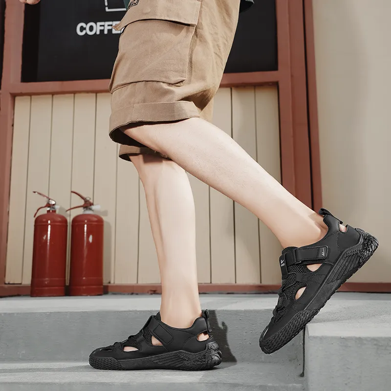 Warrior River Trekking Shoes Wear resistant, Lightweight, Breathable, And Non slip. Beach Sandals Men's Black-9