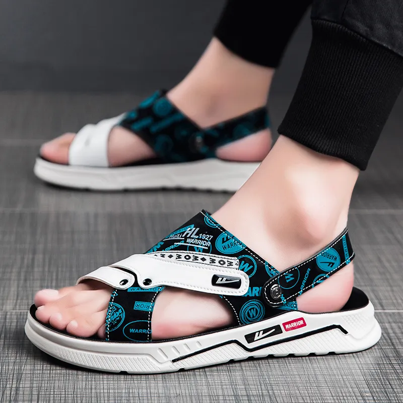 Warrior Casual Chef Shoes Beach Sandals Men's White Black Blue-5