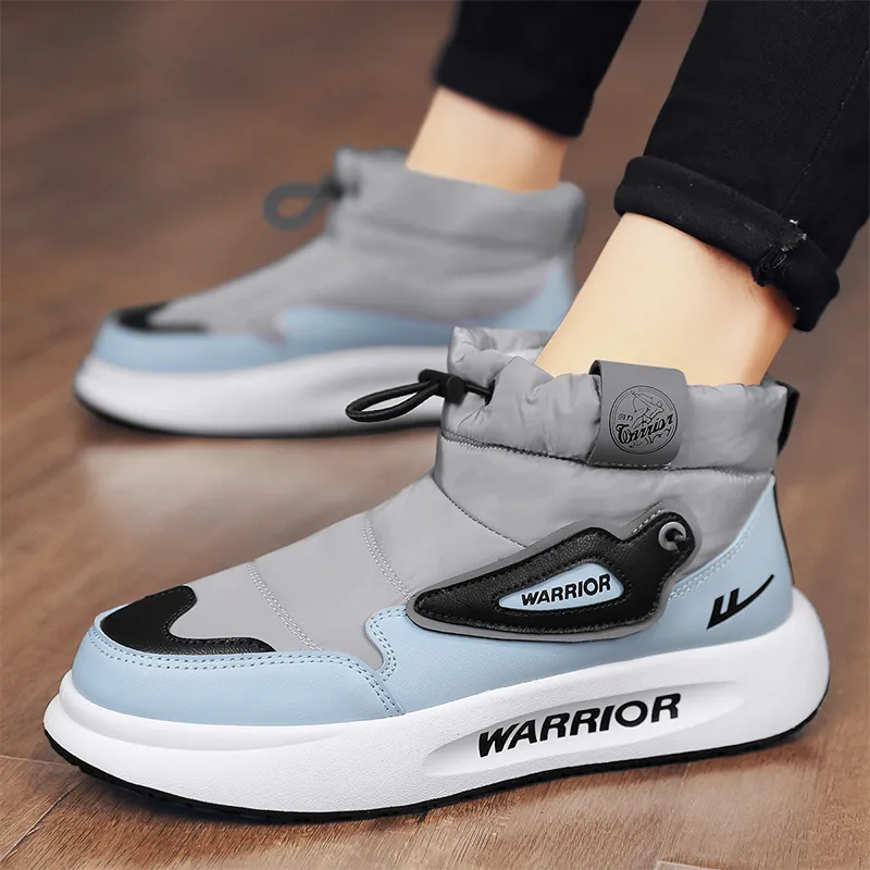 Warrior Thermal Abrasion Resistant Knee High Outdoor Boots Men's Gray Light Blue Black-6