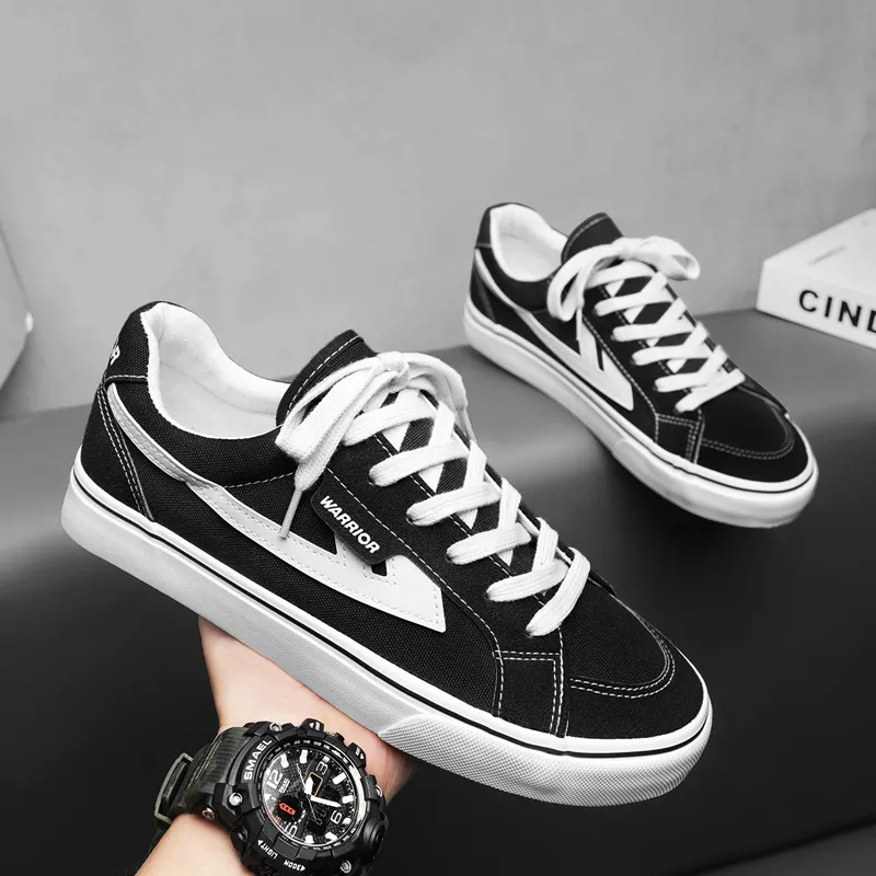 Warrior Slip Resistant, Abrasion Resistant, Lightweight Low Top Canvas Shoes Unisex Black White-11