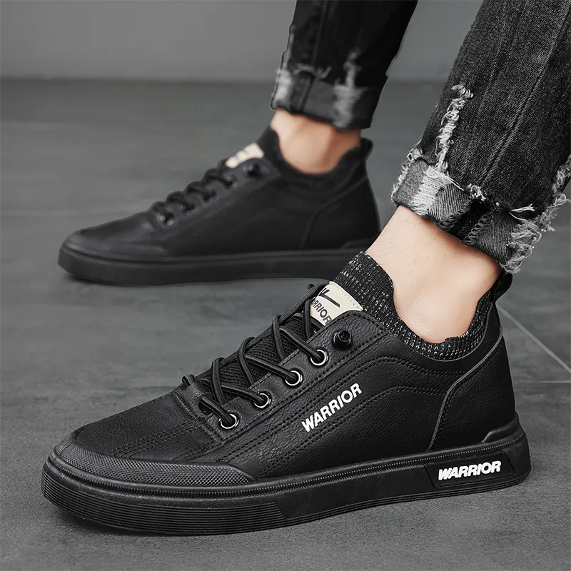 Warrior Slip on Slip on Shoes Slip Resistant, Abrasion Resistant, Lightweight Low Top Skateboard Shoes Men Black-6