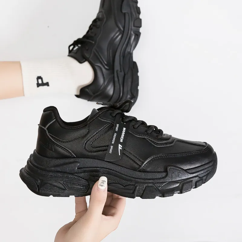 Warrior Slip Resistant, Abrasion Resistant, Lightweight, Height Increasing Coverage Low Top Chunky Sneakers Women's-3