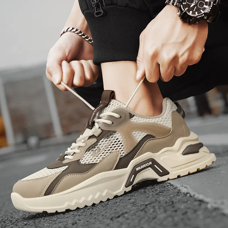 WARRIOR Running Shoes Men Low Top Khaki-8