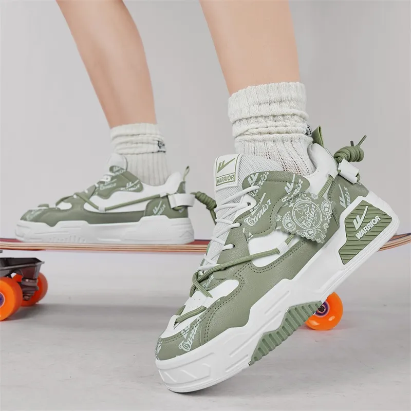 WARRIOR Skateboard Shoes Unisex Low Top White-7