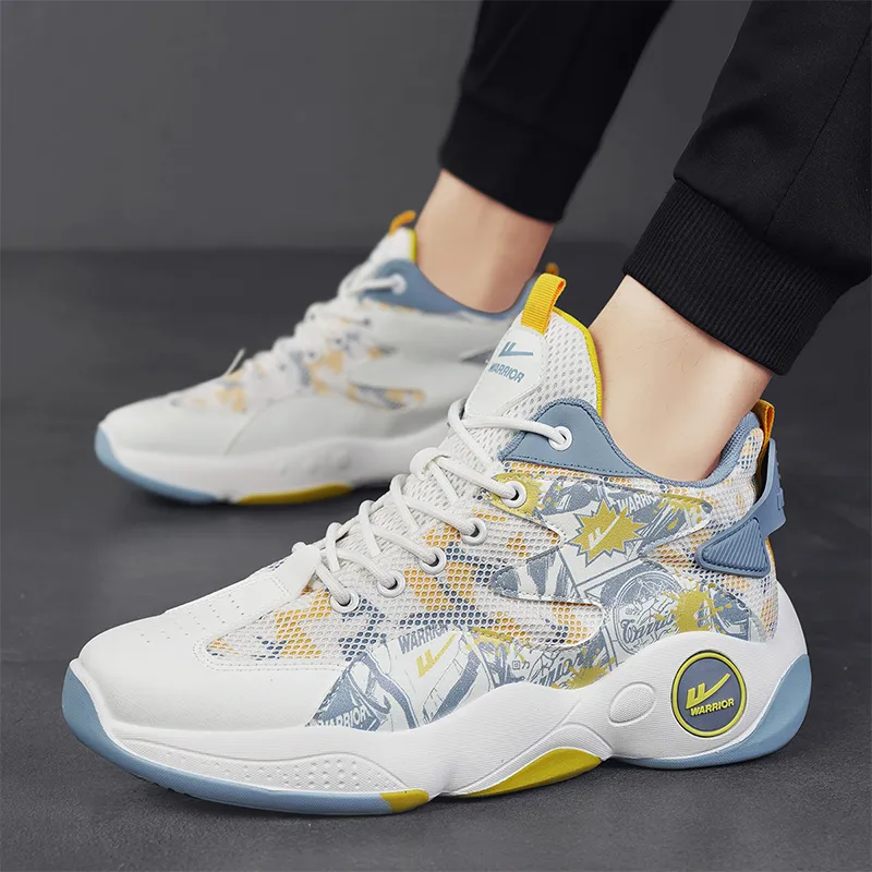 WARRIOR Basketball Shoes Men Mid Top Yellow-6
