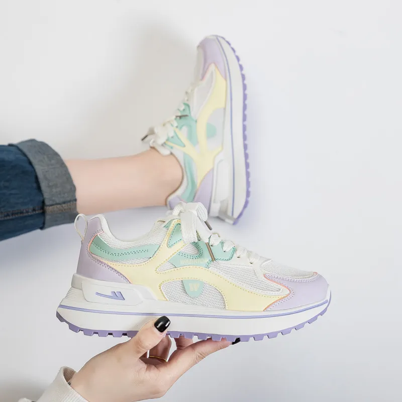 Warrior Shock Absorbers Slip Resistant, Abrasion Resistant, Breathable Low Top Casual Shoes Women's Macaron Color-3