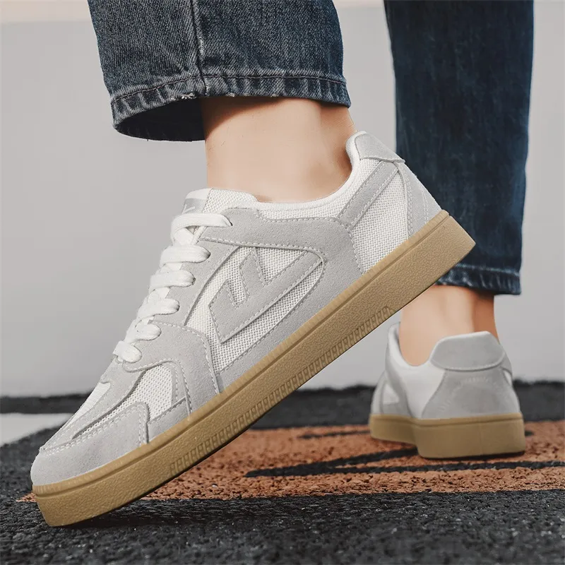 Warrior German Army Trainers Durable Lightweight And Breathable Low Top Skateboard Shoes Unisex Gray White-10