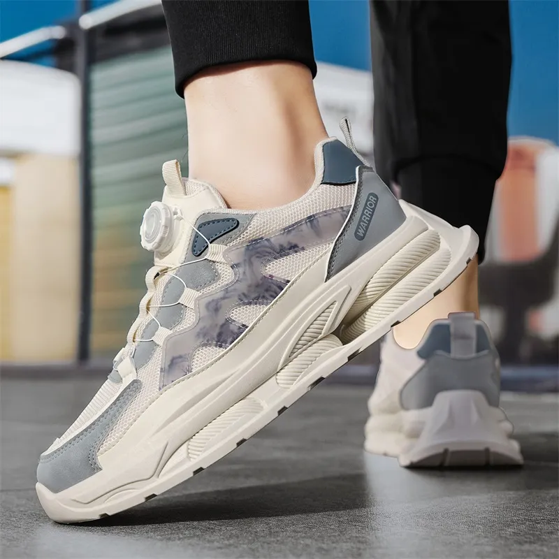 WARRIOR Chunky Sneakers Men Low Top Beige/Gray/Blue-9