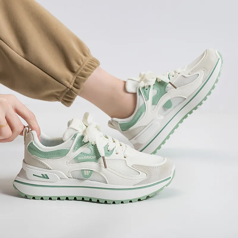WARRIOR Chunky Sneakers Women's Low Top Green-1