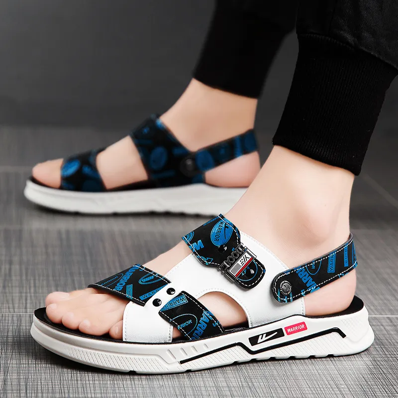 Warrior Casual Chef Shoes Beach Sandals Men's White Black Blue-5