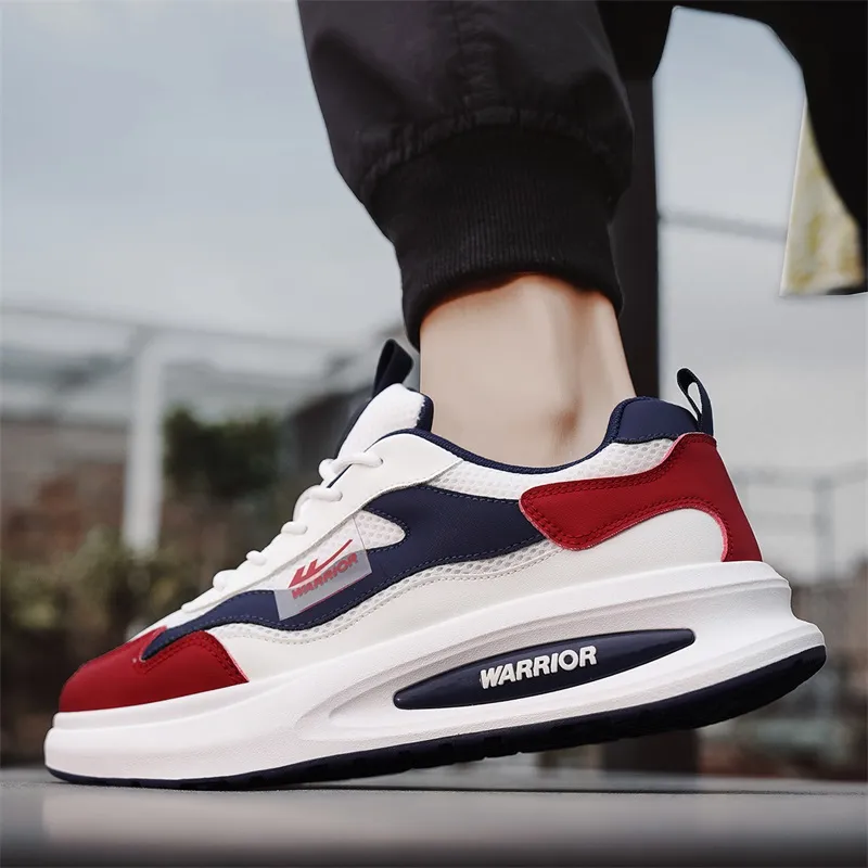Warrior Slip Resistant, Abrasion Resistant, Breathable Low Top Casual Shoes Men's White Blue Red-5