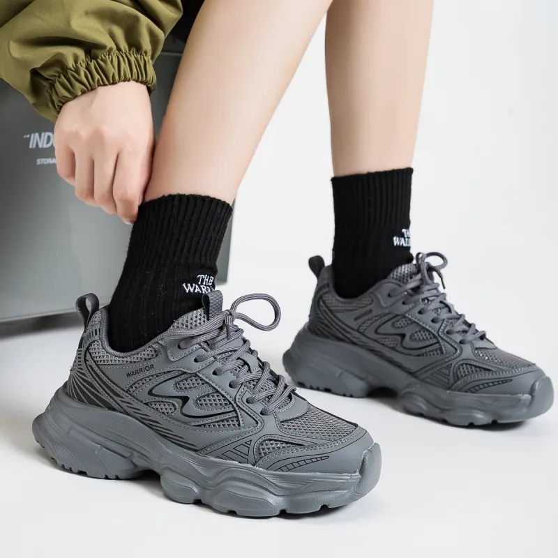 WARRIOR Chunky Sneakers Women's Low Top Black-4