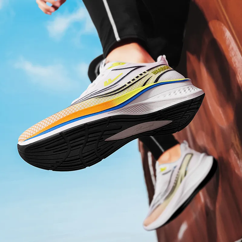 WARRIOR Running Shoes Men Low Top Orange/Neon Green-4