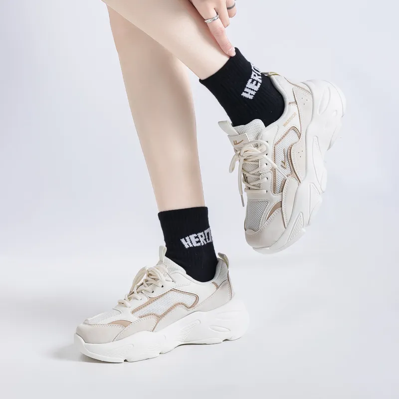Warrior Cushioning, Slip Resistant, Breathable, Lightweight, Height Increasing Low Top Chunky Sneakers Women's-1