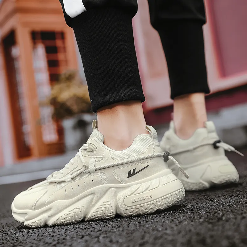 Warrior Slip Resistant, Abrasion Resistant, Breathable Low Top Chunky Sneakers Unisex Beige-8