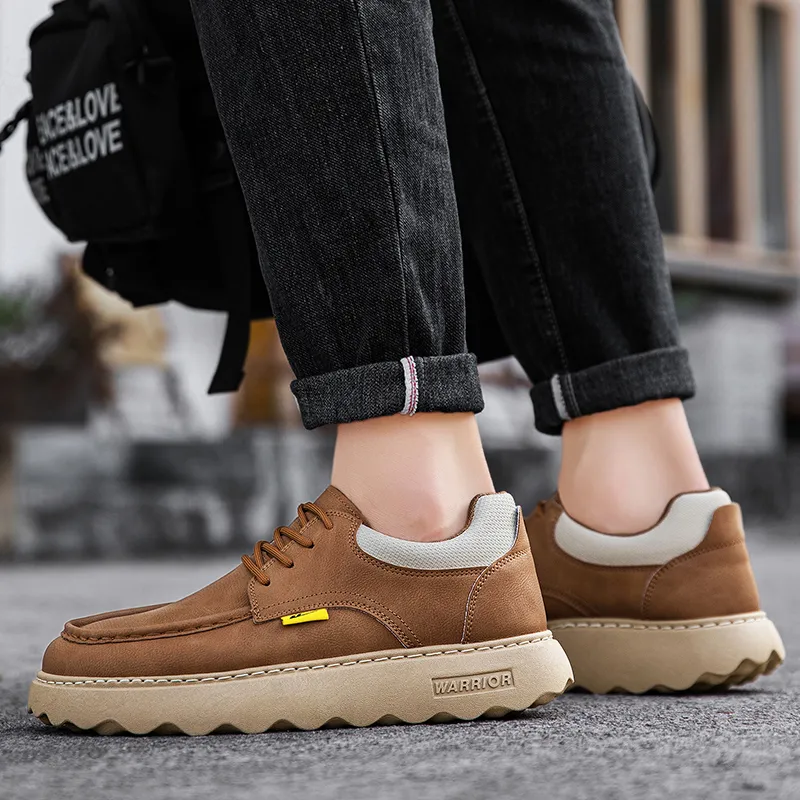 Warrior Coverage Height Increasing Abrasion Resistant Lightweight Slip Resistant Low Top Casual Shoes Men's Khaki-4