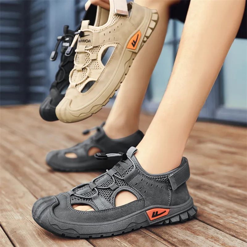 Warrior River Trekking Shoes Wear resistant, Lightweight, Breathable, And Non slip. Beach Sandals Men's Gray-3