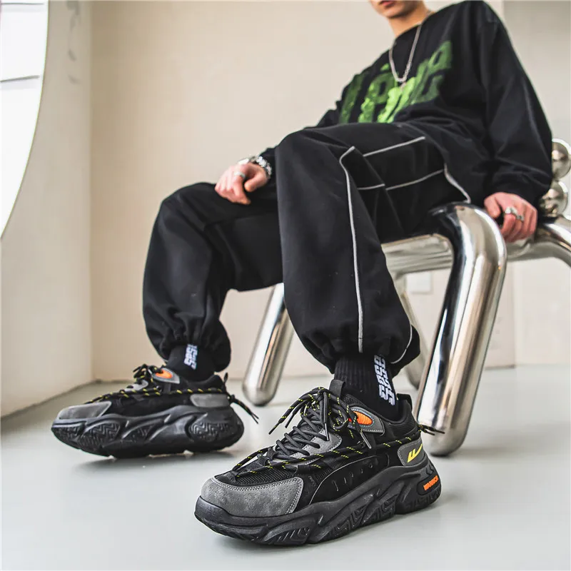 Warrior Warrior Anti-Slip Wear-Resistant Breathable Lightweight Height Increasing Warm Low-Top Chunky Sneakers Unisex-43