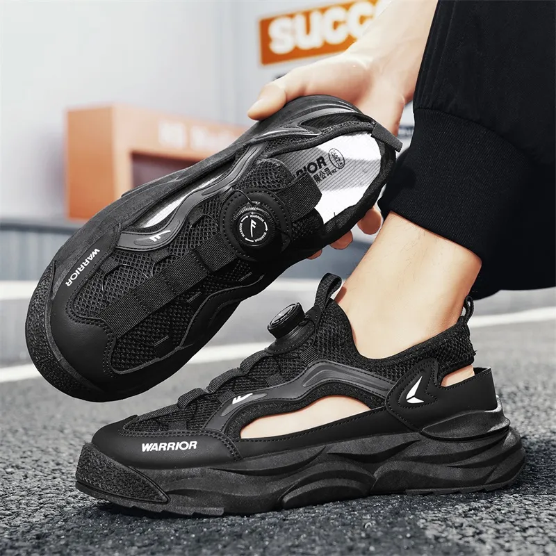 Warrior River Trekking Shoes Casual Chef Shoes Abrasion Resistant Slip Resistant Beach Sandals Men's Black-8