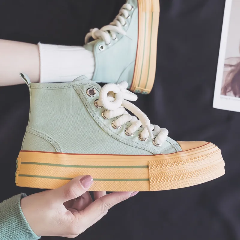 Warrior Slip Resistant, Abrasion Resistant, Breathable, Lightweight, Height Increasing High Top Canvas Shoes Women's-3