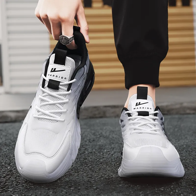 Warrior Coverage Height Increasing Abrasion Resistant Lightweight Slip Resistant Low Top Casual Shoes Men's White Black-4