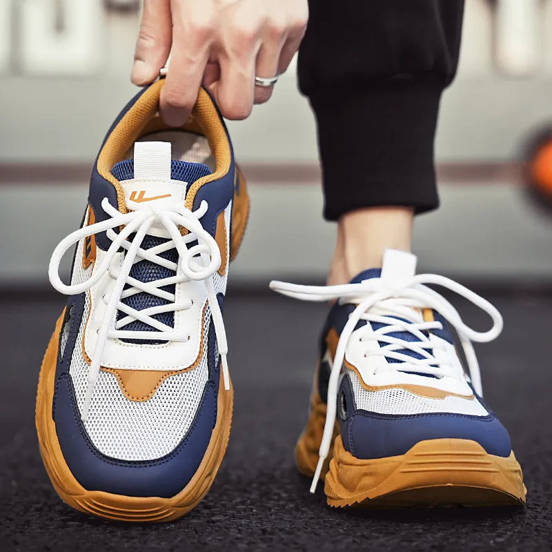 Warrior Cushioning Anti Slip Wear Resistant Breathable Lightweight Rebound Low Top Casual Shoes Men's Navy Khaki-5