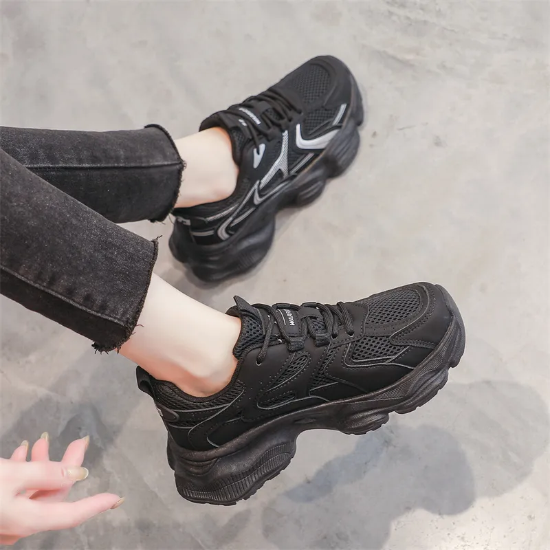 WARRIOR Chunky Sneakers Women's Low Top Gray-7