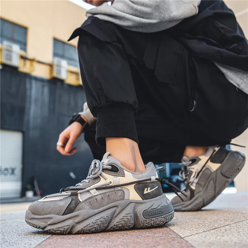 Warrior Warrior Anti-Slip Wear-Resistant Breathable Lightweight Height Increasing Warm Low-Top Chunky Sneakers Unisex-10
