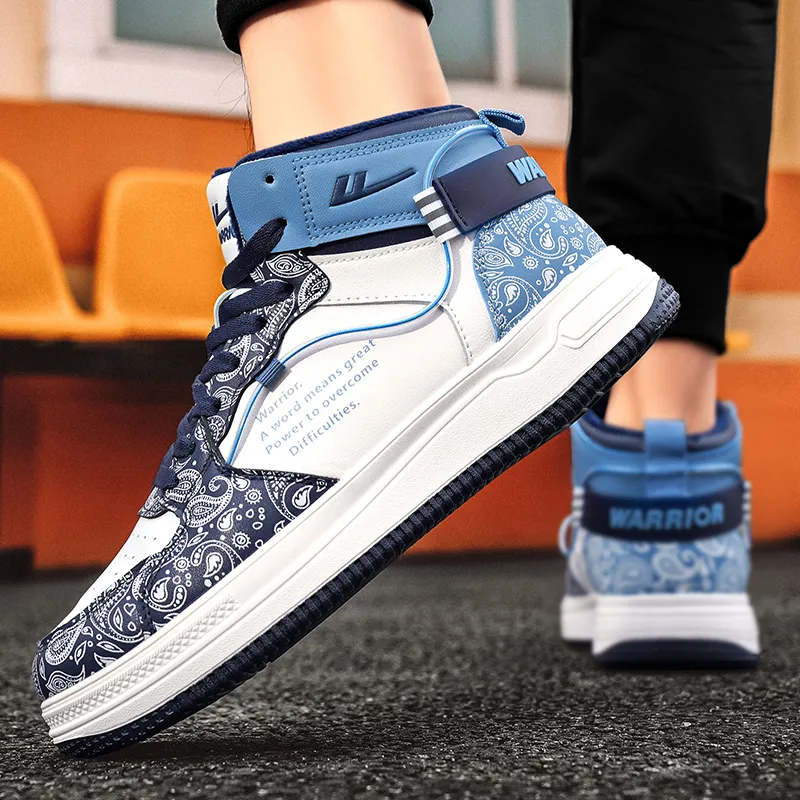 WARRIOR Skateboard Shoes Unisex High Top Gray/Blue-28