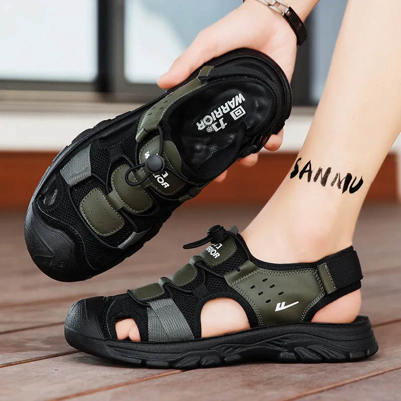 Warrior River Trekking Shoes Wear resistant, Lightweight, Breathable, And Non slip. Beach Sandals Men's Green Black-8