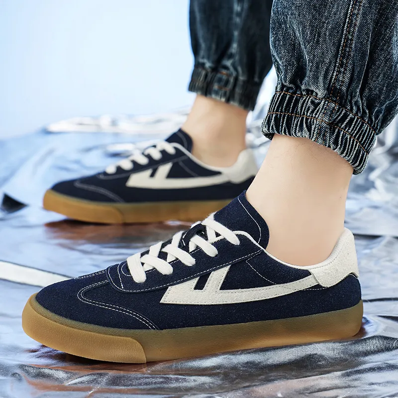 Warrior German Army Trainers Lightweight And Breathable Low Top Skateboard Shoes Unisex Dark Blue White-16