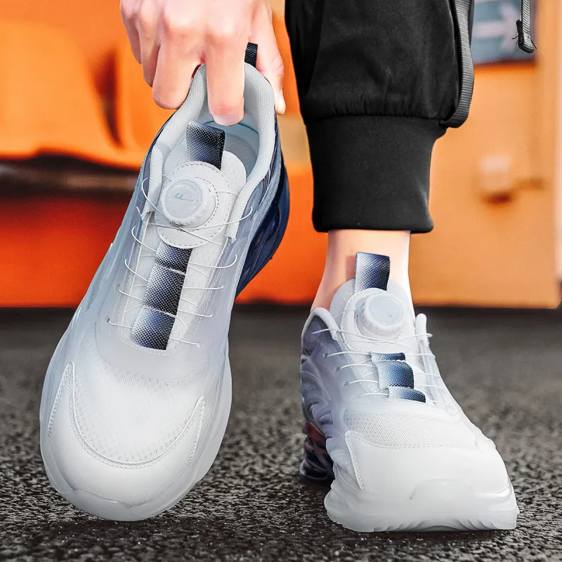 Warrior Anti Slip Wear Resistant Breathable Height Increasing Low Top Chunky Sneakers Men's White Gray-10