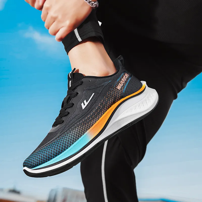 WARRIOR Running Shoes Men Low Top Orange/Blue-6