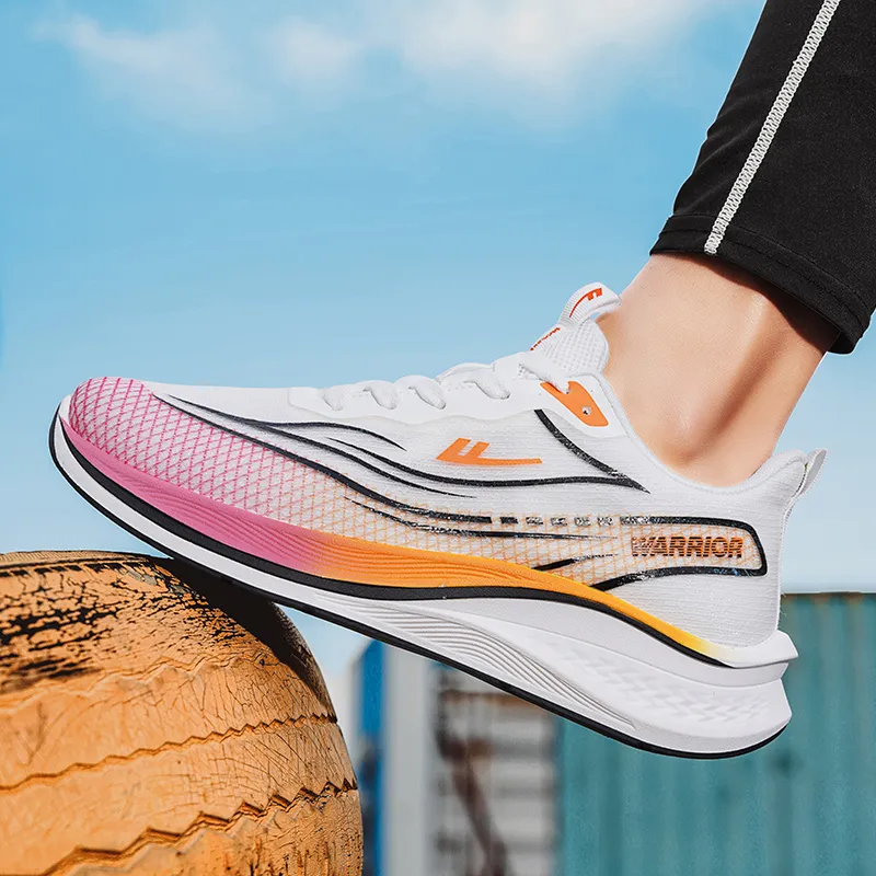 WARRIOR Running Shoes Men Low Top Orange, Pink-6