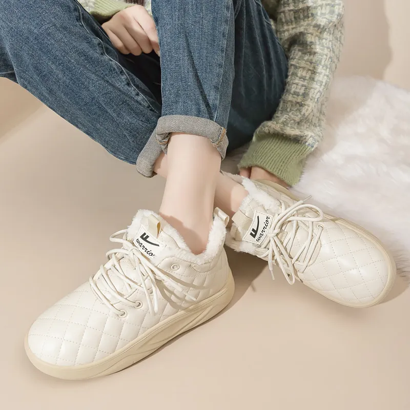 Warrior Thermal Coverage Abrasion Resistant Slip Resistant Ankle Length Snow Boots Women's Beige-3