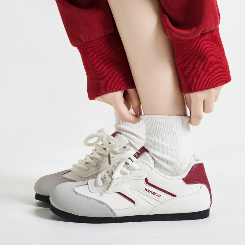 Warrior Slip Resistant, Abrasion Resistant, Lightweight Low Top Skateboard Shoes Women's Greige Burgundy-3
