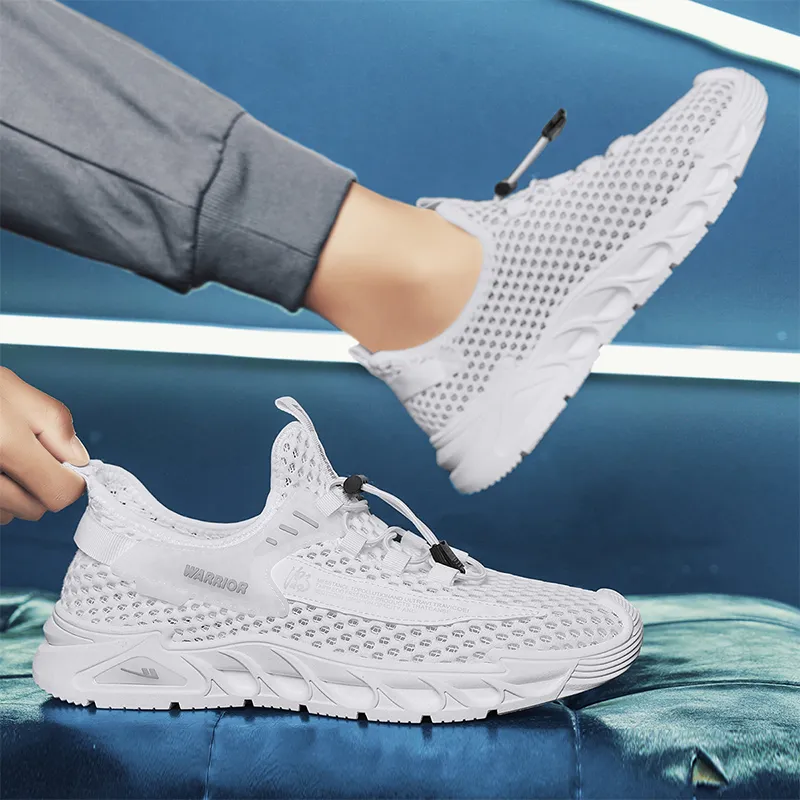 Warrior Lazy Slip on Cushioned Wear Resistant Lightweight Breathable Slip Resistant Low Top Casual Shoes Men's White-9
