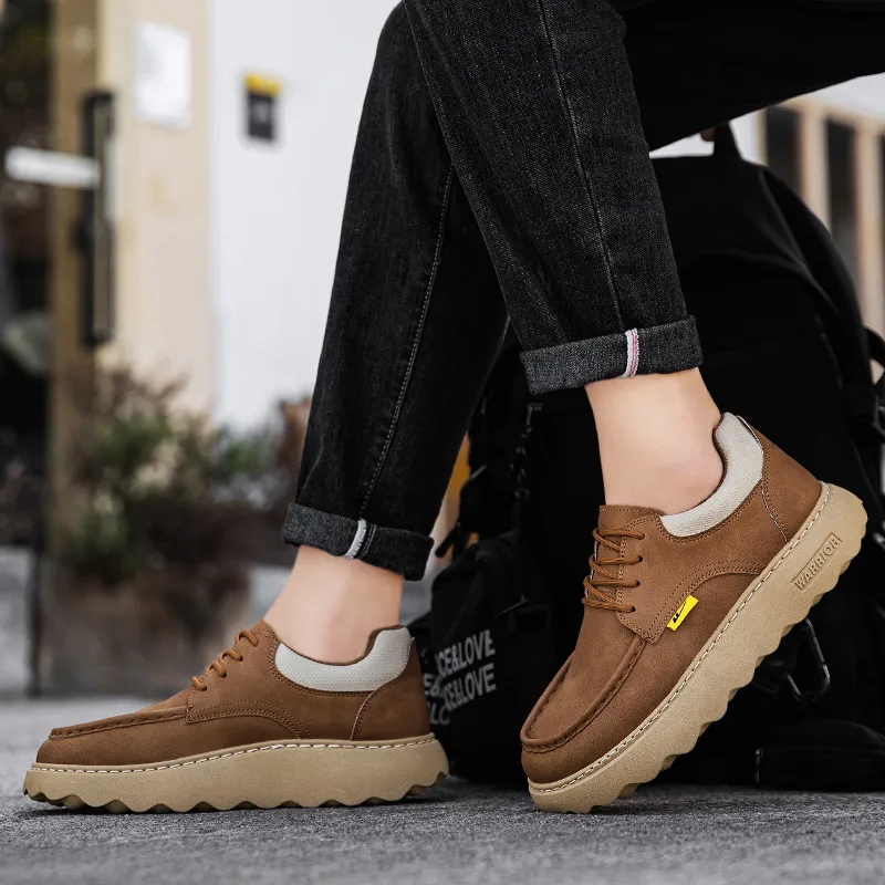 Warrior Coverage Height Increasing Abrasion Resistant Lightweight Slip Resistant Low Top Casual Shoes Men's Khaki-2