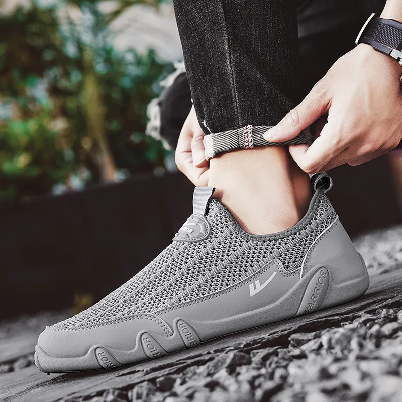 Warrior Slip on Slip on Shoes Wear resistant, Lightweight, Breathable, And Non slip. Low Top Casual Shoes Men's Gray-6