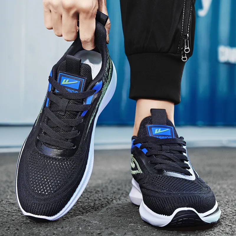WARRIOR Running Shoes Men Low Top Blue/Green-7