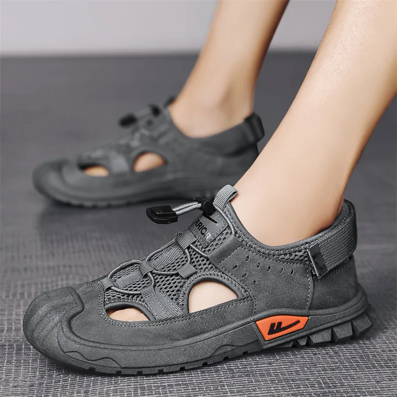 Warrior River Trekking Shoes Wear resistant, Lightweight, Breathable, And Non slip. Beach Sandals Men's Gray-6