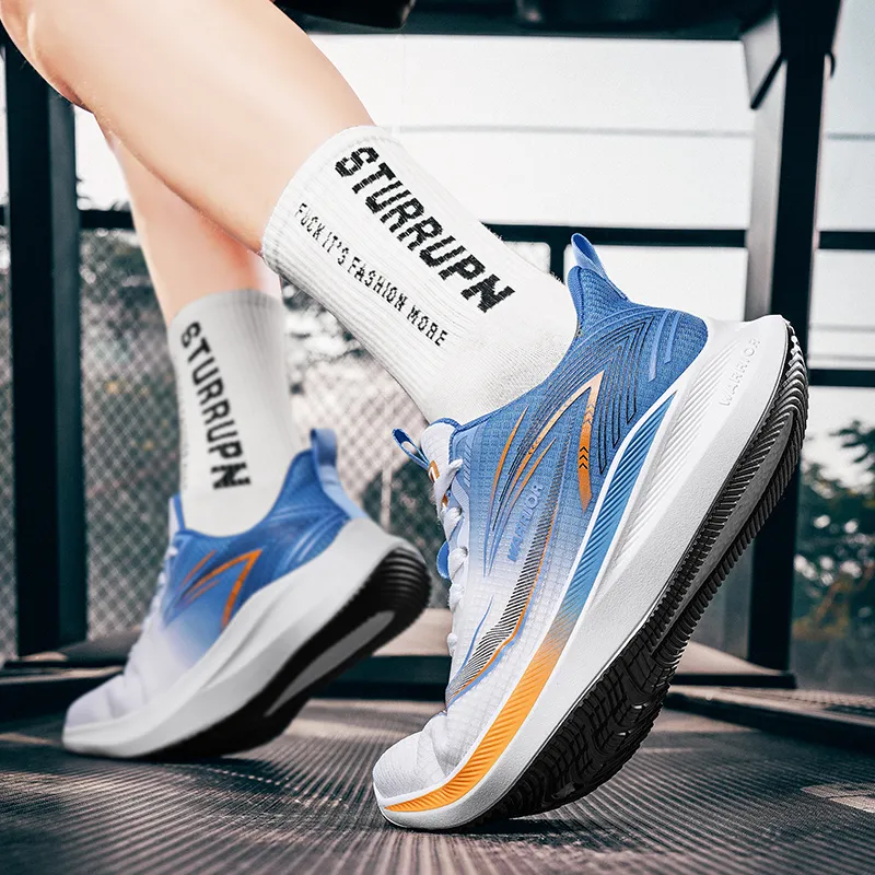 WARRIOR Running Shoes Men Low Top White/Blue-8