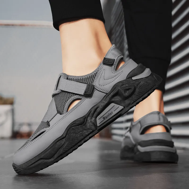 Warrior Casual Chef Shoes Abrasion Resistant Slip Resistant Beach Sandals Men's Gray-8