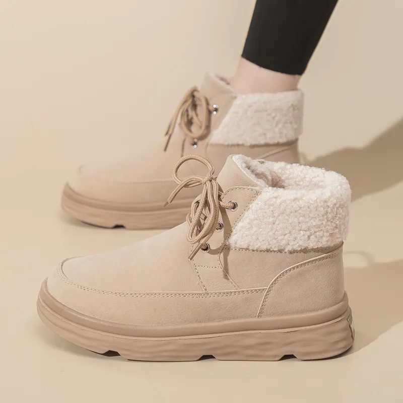 Warrior Thermal Abrasion Resistant Slip Resistant Short Snow Boots Women's Khaki-3