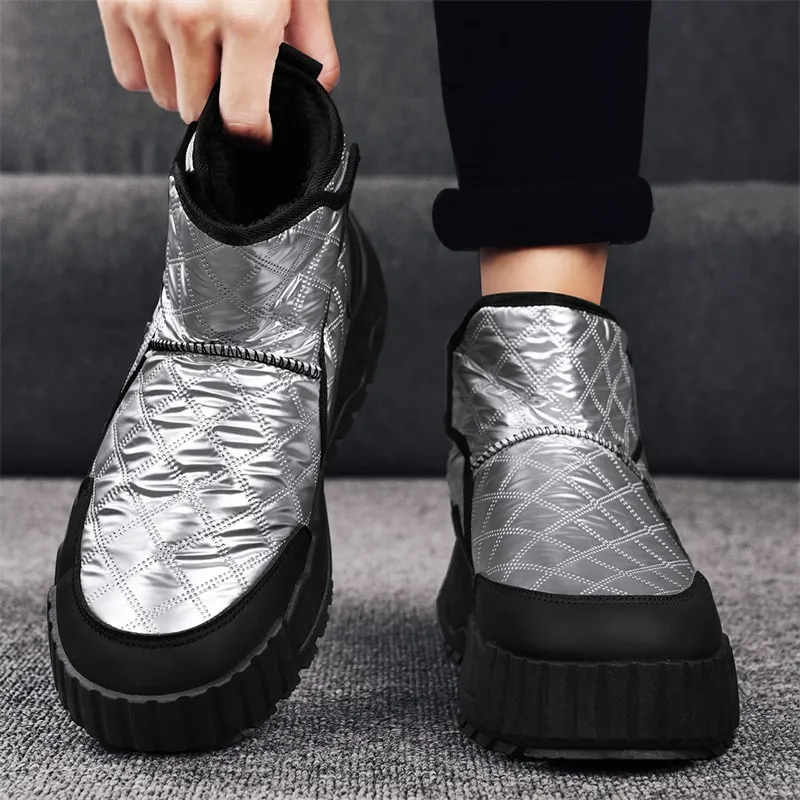 Warrior Thermal Slip Resistant Coverage Short Snow Boots Men's Silver Black-7
