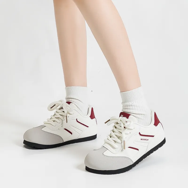 Warrior Slip Resistant, Abrasion Resistant, Lightweight Low Top Skateboard Shoes Women's Greige Burgundy-6