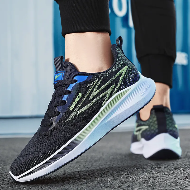 WARRIOR Running Shoes Men Low Top Blue/Green-10