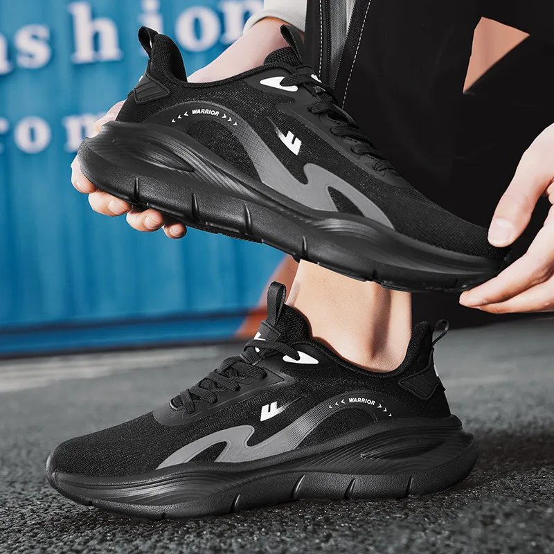 Warrior Coverage Lightweight, Breathable, Slip Resistant Low Top Running Shoes Men's Black Gray-5