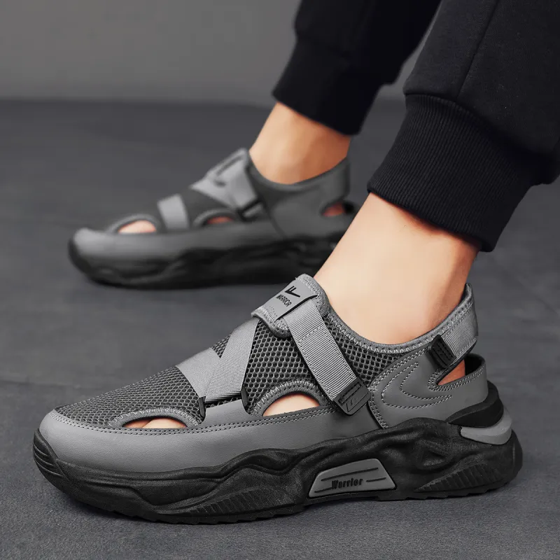 Warrior Casual Chef Shoes Abrasion Resistant Slip Resistant Beach Sandals Men's Gray-9