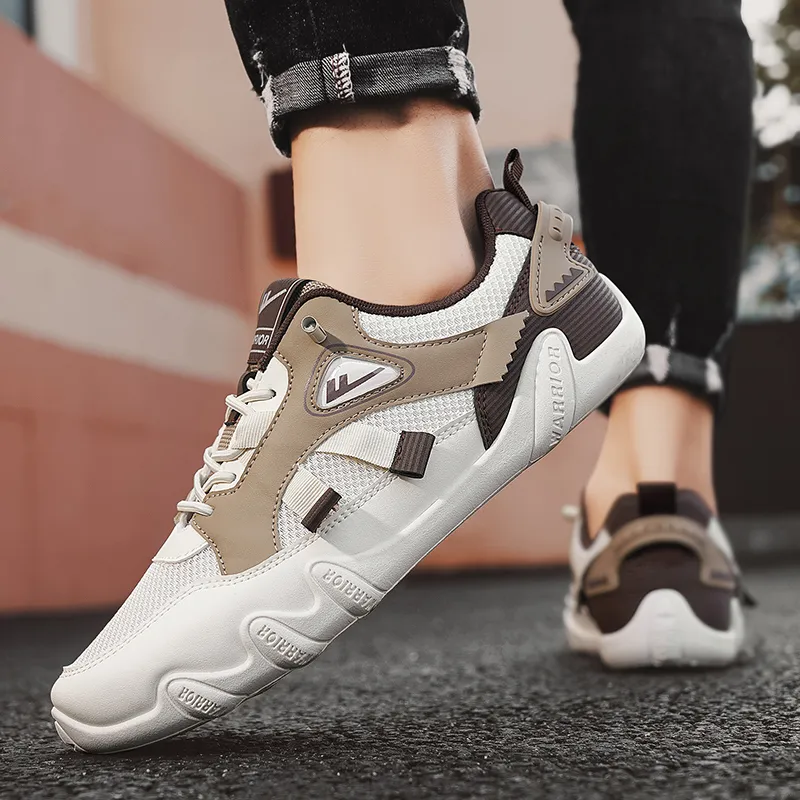 Warrior Coverage Abrasion Resistant Lightweight Breathable Slip Resistant Low Top Casual Shoes Men's Beige Khaki Brown-7